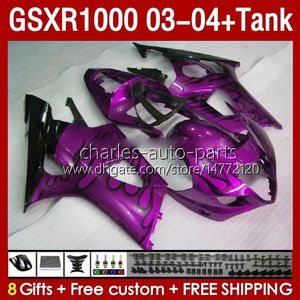 OEM Fairings-kit voor Suzuki GSXR 1000 CC K3 GSXR-1000 2003-04 Carrosserie 147No.220 GSX-R1000 1000cc GSXR1000 03 04 GSX R1000 2003 2004 Instagie Mold Rose Flames