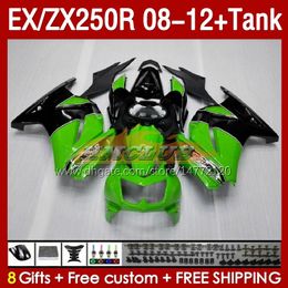 Tanque de carenados OEM para Kawasaki Green Stock BLK Ninja ZX250R EX ZX 250R ZX250 EX250 R 08-12 163NO.5 EX250R 08 09 10 11 12 ZX-250R 2008 2008 2009 2012 2012 2012 Ca￭da de inyecci￳n