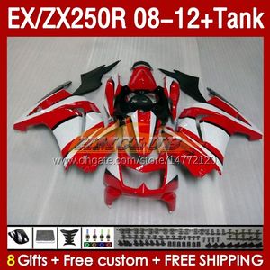 OEM Fairings Tank voor Kawasaki Ninja ZX250R Ex ZX 250R ZX250 EX250 R 08-12 163NO.21 EX250R 08 09 10 11 12 ZX-250R 2008 2009 2010 2012 Injectie Factory Red Red Red Red Red