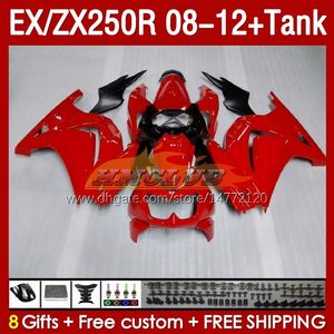 OEM Fairings Tank voor Kawasaki Ninja ZX250R Ex ZX 250R ZX250 EX250 R RED GLOSSY 08-12 163NO.19 EX250R 08 09 10 11 12 ZX-250R 2008 2009 2010 2012 Injectie Fairing