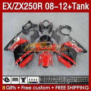 OEM Fairings Tank voor Kawasaki Ninja ZX250R Ex ZX 250R ZX250 EX250 R 08-12 163NO.26 EX250R 08 09 10 11 12 ZX-250R 2008 2009 2010 2012 Injectie Red BLK