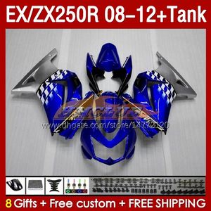 OEM Fairings Tank voor Kawasaki Ninja ZX250R Ex ZX 250R ZX250 EX250 R 08-12 163NO.39 EX250R 08 09 10 11 12 ZX-250R 2008 2009 2010 2012 Injectie Blauwe BLK BLK