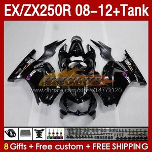 Tanque de carenado OEM para KAWASAKI NINJA ZX250R EX ZX 250R ZX250 EX250 R 08-12 163No.47 EX250R 08 09 10 11 12 ZX-250R 2008 2009 2010 2011 2012 Inyección Carenado negro stock