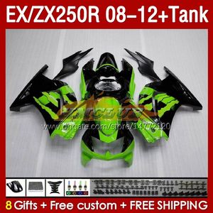 OEM Fairings Tank voor Kawasaki Ninja ZX250R Ex ZX 250R ZX250 EX250 R 08-12 163NO.40 EX250R 08 09 10 11 12 ZX-250R 2008 2008 2009 2011 2012 Injectie Groene aandelen