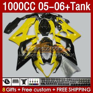 OEM-kuipen Tank voor Suzuki GSX-R1000 GSXR1000 GSXR 1000 CC K5 05 06 BODYS 157NO.61 1000cc GSXR-1000 2005 2006 GSX R1000 2005-2006 Injectie Mold Fairing Yellow Factory