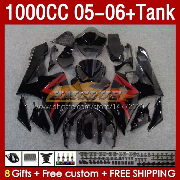 Tank Fairings OEM pour Suzuki GSX-R1000 GSXR1000 GSXR 1000 CC K5 05 06 Bodys 157No.35 1000cc GSXR-1000 2005 2006 GSX R1000 2005-2006 Moule d'injection Fairring Black Red Blk blk blk