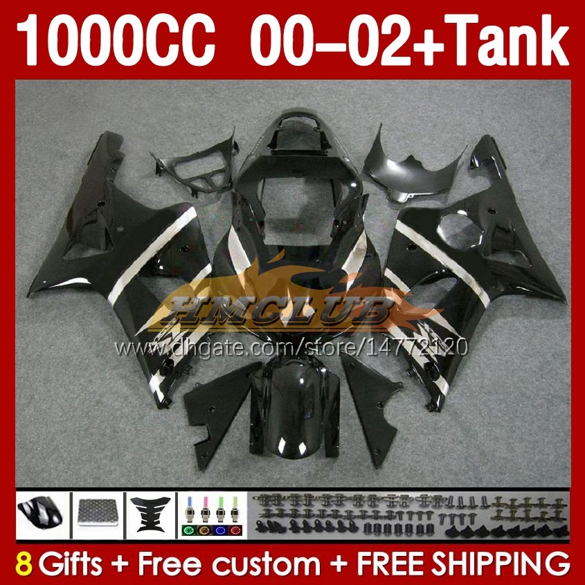 OEM Zbiornik Fairings dla Suzuki GSXR-1000 GSX R1000 GSXR 1000 CC 00-02 Body 155NO.4 1000cc GSXR1000 K2 00 01 02 GSX-R1000 2001 2002 2002 Forma wtryskowa Fairing Black Factory