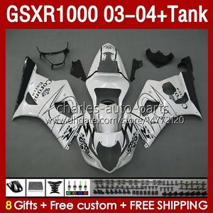 OEM-kuipen Tank voor Suzuki GSXR-1000 K 3 GSX R1000 GSXR 1000 CC 03-04 Body 147no.13 1000cc GSXR1000 K3 03 04 GSX-R1000 2003 2004 Instagie Mold Keer Kit Glosswit Wit