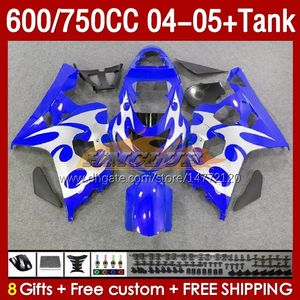 OEM Fairings Tank voor Suzuki GSXR-600 GSXR600 GSXR-750 K4 GSXR750 04 05 153NO.59 GSXR 600 750 CC 600CC 750CC 2004 2004 2005 GSX-R600 04-05 MOLTION BLUE BLUE BLUE BLAARS