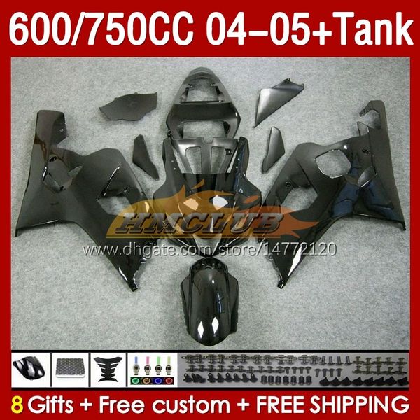 Réservoir de carénages OEM pour SUZUKI GSXR-600 GSXR600 GSXR-750 K4 GSXR750 04 05 153No.33 GSXR 600 750 CC 600CC 750CC 2004 2005 GSX-R600 04-05 Carénage de moulage par injection noir brillant