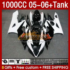 OEM-kuipen Tank voor Suzuki GSXR1000 GSXR 1000 CC K5 GSX-R1000 2005-2006 Body 157no.4 1000cc GSXR-1000 05 06 GSX R1000 2005 2006 Spuitvorm Keer Wit glanzend