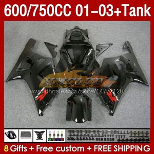 OEM Fairings  Tank For SUZUKI GSXR600 750CC GSXR-750 K1 2001-03 152No.18 600CC GSXR 600 750 CC GSXR750 01 02 03 GSXR-600 2001 2002 2003 Injection Mold Fairing glossy red