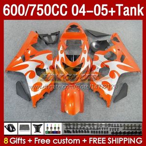 OEM-kuipen Tank voor Suzuki Orange Silvery GSXR-600 GSXR600 GSXR-750 K4 GSXR750 04 05 153NO.58 GSXR 600 750 CC 600CC 750CC 2004 2004 2004 2004 2005 GSX-R600 04-05 Injectie Mold Fairing Fairing Fairing Fairing Fairing