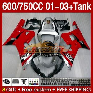 OEM-kuipen Tank voor Suzuki Red Stock BLK GSXR600 750cc GSXR-750 K1 2001-03 152NO.12 600cc GSXR 600 750 CC GSXR750 01 02 03 GSXR-600 2001 2002 2003 Injectie Schimmelbeurs