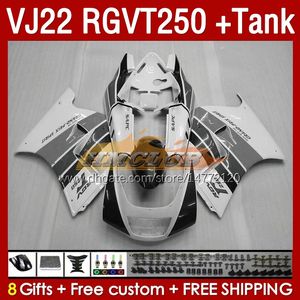 Tanque de carenados OEM para SUZUKI RGV250 SAPC VJ22 RGVT250 RGV-250 VJ 22 160No.154 RGV RGVT 250 CC 90 91 92 93 94 95 96 RGVT-250 1990 1991 1992 1993 1995 1996 Carenado blanco gris b lk