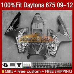 Carénages complets OEM pour Daytona 675 675R 2009 2010 2011 2012 Corps 150No.98 Daytona675 2009-2012 Carrosserie Daytona 675 R 09 10 11 12 Carénage de moulage par injection gris argenté noir