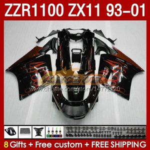 OEM Volledige oranje vlammen Body voor Kawasaki Ninja ZX-11 R ZZR-1100 ZX-11R ZX11R 93 94 95 96 01 165NO.74 ZZR 1100 CC ZX11 ZX 11 R 11R ZZR1100 1997 1998 1998 1999 1999 1999 2000 2001 Fairingskit