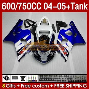 OEM Glossy Blue Fairings Tank voor Suzuki GSXR600 750cc GSXR-750 K4 GSX-R600 04-05 153NO.12 600cc GSXR 600 750 CC GSXR750 04 05 GSXR-600 2004 2005 Insp-schimmelbeurtenbeurten