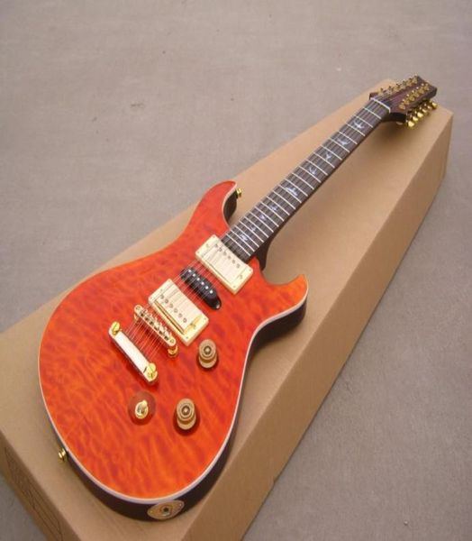 OEM Guitar RPS guitarra eléctrica ver a través de la colcha naranja 12 cuerdas palmaditas doradas de alto grado 7199396