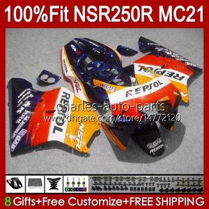 Injection OEM pour HONDA NSR250 NSR 250 R MC21 PGM3 NSR250R 90 91 92 93 103HC.36 NSR 250R NSR250RR 1990 1991 1992 1993 Carénages bleu Repsol