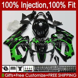 Molde de inyección OEM Carrocería para KAWASAKI NINJA ZX1200 C ZX1200C ZX 12 R 1200 CC 2000 2001 Cuerpo 2No.107 ZX 1200 12R 1200CC ZX-12R 00-01 ZX12R 00 01 Kit de carenado verde negro