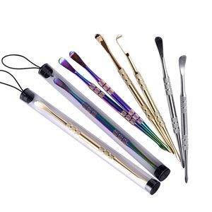 Logo OEM Stylo atomiseur de cire Or Argent Couleurs arc-en-ciel Dab Outil de dabber à ongles en céramique Outil de dabber coloré Outils de vaporisateur d'herbes sèches Pack par tube en plastique transparent