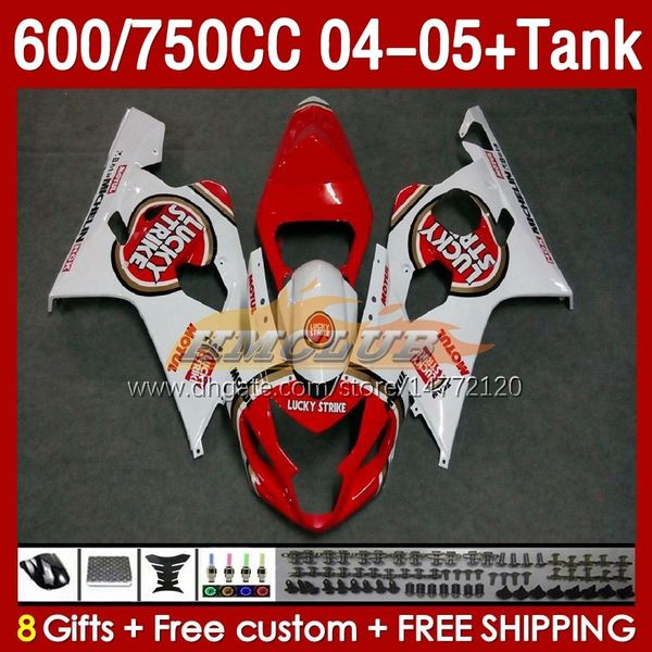 OEM Lucky Strike Verkleidungen Tank für Suzuki GSXR-600 GSXR600 GSXR-750 K4 GSXR750 04 05 153No.54 GSXR 600 750 CC 600CC 750CC 2004 2005 GSX-R600 04–05 Spritzguss-Verkleidung