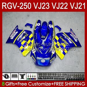 Corps bleu OEM Movistar pour SUZUKI RVG250 250CC VJ 23 RGV250 SAPC VJ23 Cowling RGV-250CC 1997 1998 Carrosserie 107HC.69 RGVT-250 RGVT RGV 250 CC RGV-250 Panneau 97 98 Kit de carénage