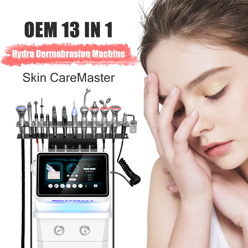 OEM ODM 13 en 1 Hydra Aqua Facial Dermabrasion Machine Hydro Oxygen Soins du visage Rajeunissement de la peau Équipement de salon de beauté pour tout type d'utilisation de la peau