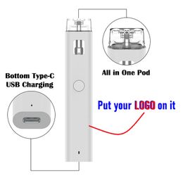 OEM / ODM 1ML 2GRAM 1G POD 300MAH Batterie Disposable Vape Pen Shisha Préchange Kits de démarrage E-Cig Dispost