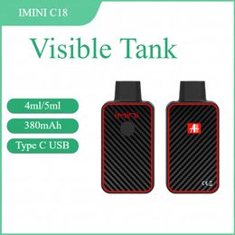 OEM ODM -ondersteuning C18 4,0 ml 5,0 ml 380 mAh Ceramische spoel Verstelbare spanning 2.7V 3.1V 3.6V Zwart lege olievamperisator zichtbare tank D8 vape pen in voorraad met fabrieks directe verkoop