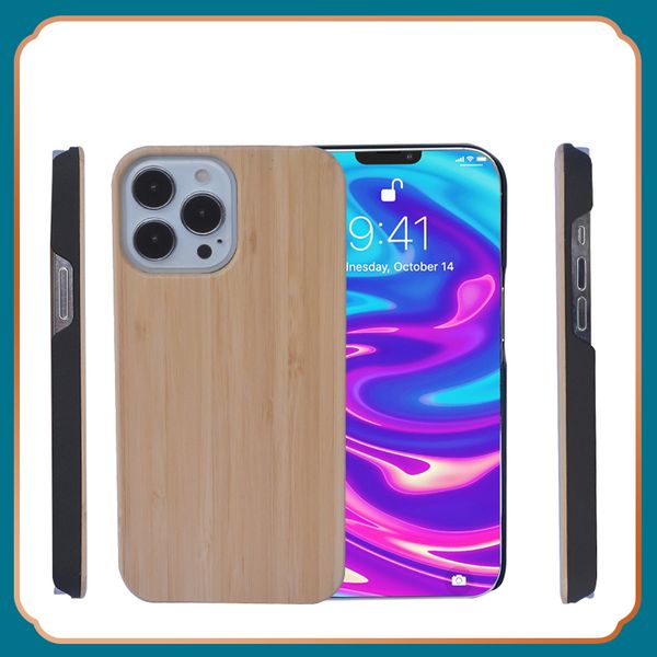 Cas en bois de téléphone portable de couverture d'ODM d'OEM pour Iphone 13 mini 12 Pro Max Shell en bambou en bois