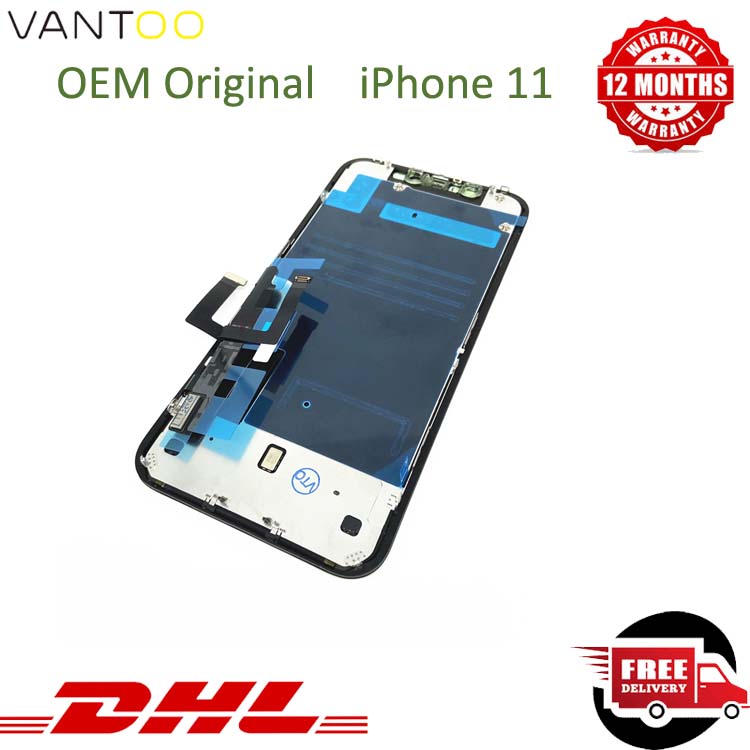 100% OEM Original LCD For iPhone 11 Xr Display Panels 3D Touch Digitizer Phone Screen Full Replacement Assembly Black with metal plate preinstalled