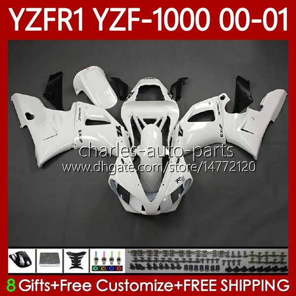 Carénages blancs nacrés OEM pour YAMAHA YZF-R1 YZF1000 YZF R 1 1000 CC YZFR1 00 01 02 03 Carrosserie 83No.111 YZF R1 1000CC 2000 2001 2002 2003 YZF-1000 00-03 Kit de carrosserie de moto