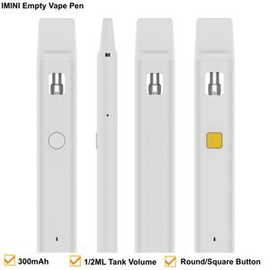 OEM populaire imini vide vide jetable stylo vape 1,0 ml 2,0 ml réservoir d'atomiseur 300mAh Batterie épaisse Vaporisateur à huile Préchauffeur de stylo avec une recharge USB