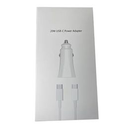 Qualité OEM 2 en 1 20W PD Type USB C Câble de chargeur de voiture Chargeurs rapides Ports de charge Adaptateur d'alimentation de charge rapide pour chargeur iPhone 14 13 12 11 Pro Max avec boîte de vente au détail