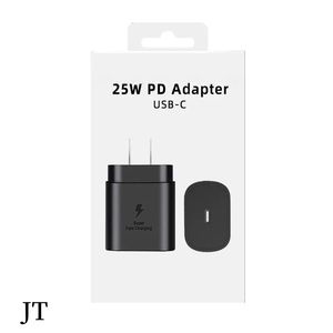 OEM -kwaliteit 25W PD USB C FAST -lading 20W Power Wall Quick Laying Adapter US EU -plug voor Samsung Charger Galaxy S21 5G S20 S10 Noot 20 10 A71 A70S A80 M51 JT