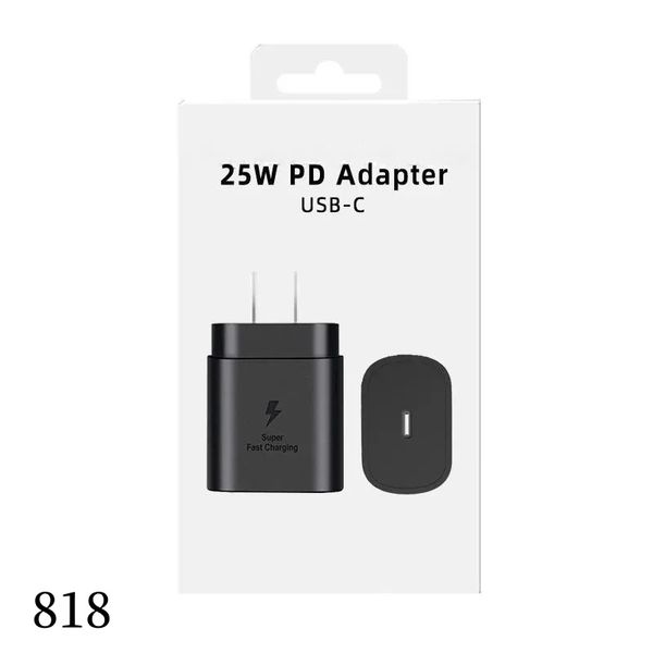 Calidad OEM 25W PD USB C CARGA RÁPIDA 20W Potencia Muro de pared Adaptador de carga rápida EE. UU. EE EU para Samsung Charger Galaxy S21 5G S20 S10 Nota 20 10 A71 A70S A80 M51 818DD