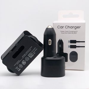 Adaptateur de chargeur de voiture de qualité OEM 45 W, charge super rapide 2.0, double ports A et C, prises de voiture adaptatives rapides Bullet pour Samsung s22 S23 ep-l5300 avec boîte d'emballage de vente au détail