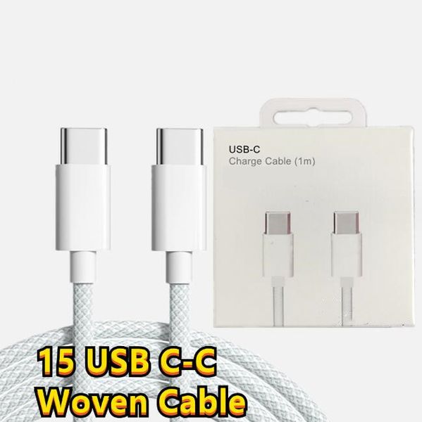 Câbles PD 60 W de qualité OEM pour iPhone 15 pro max Charge rapide 1 m 3 pieds USB C vers câble tressé de type C Cordons de chargement Câble de chargeur rapide pour iPhone Câble de données