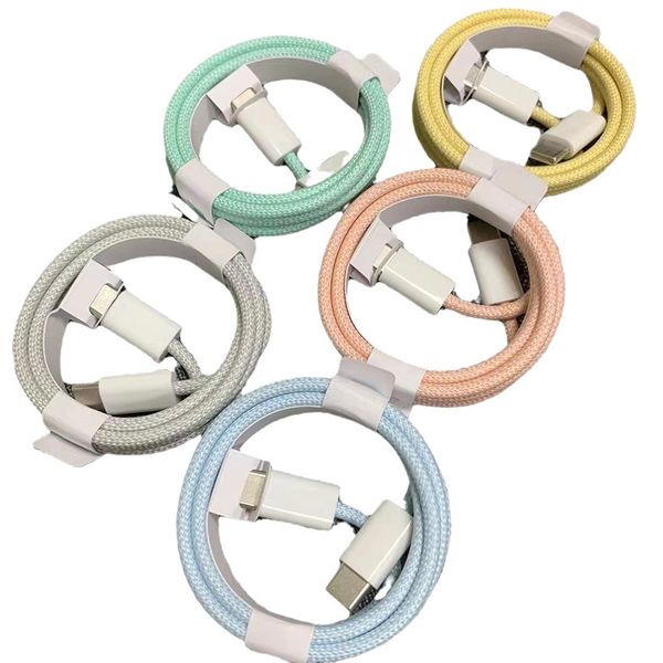 OEM más barato de alta velocidad 60W 30W PD Cables USB Tipo C Tipo-C Línea de datos de carga Macaron Color 1M Cable para Iphone 15 pro max Samsung Huawei Xiaomi Teléfonos Android