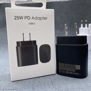 Calidad OEM EE. UU. UE USB-C tipo c 25W PD Cargador rápido de pared Adaptador de corriente de viaje con caja para Samsung S8 S9 plus Note 10 TA800