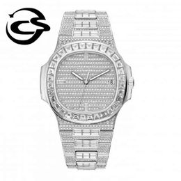 Oem Top Luxe Privé Aangepaste Out Lab Diamanten Horloge Mannen Vrouwen Iced Ice Cube Pp Skeleton Vvs Moissanite Diamond