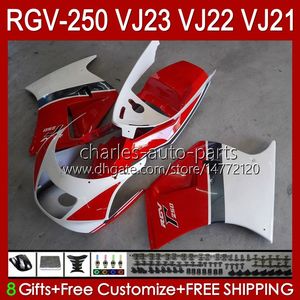 OEM blanc rouge bon Corps Pour SUZUKI RVG250 250CC VJ 23 RGV250 SAPC VJ23 Capot RGV-250CC 1997 1998 Carrosserie 107HC.68 RGVT-250 RGVT RGV 250 CC RGV-250 Panneau 97 98 Kit de carénage