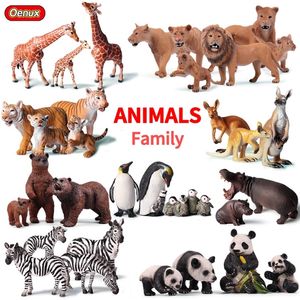 Oenux Original African Wild Lion Simulation Animals Tiger Elephants Action Figure Farm Animal Figurines Model Educational Toys 220702