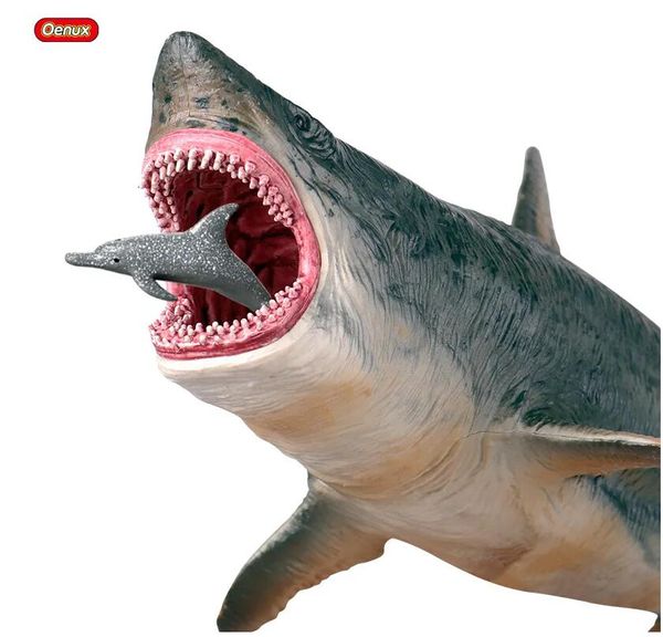 Oenux-figura de acción de Megalodon, vida marina salvaje, animales del océano clásicos, pez tiburón grande, modelo de colección de PVC, juguete para niños, regalo