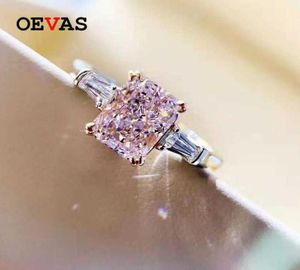 Oevas 100 925 argent sterling 2 carats rose rings en diamant en carbone élevé pour les femmes de la fête de mariage scintillant bijoux de mariée 210628795693
