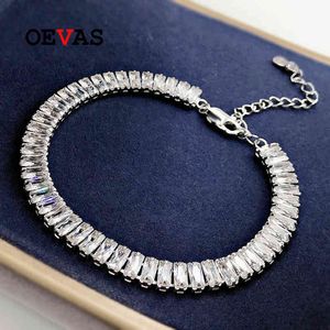 Oevas 100% 925 sterling zilver 3 * 5mm volledige hoge koolstof diamant armband voor vrouwen sprking bruiloft fijne sieraden geheel