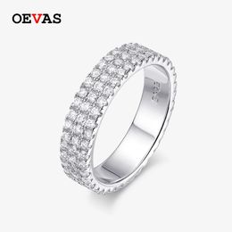 Oevas 100% 925 argent sterling 45 mm anneaux de diamant complet pour hommes femmes bande de mariage scintillant fin bijoux en couple 240401