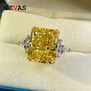 Oevas 100% 925 Sterling Zilver Luxe 13 * 16mm Topaz Hoge Carbon Diamond Bridal Ringen Sprankelende Bruiloft Fijne Sieraden Geschenken 220121